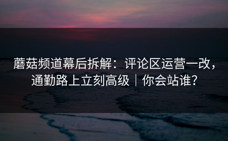 蘑菇频道幕后拆解：评论区运营一改，通勤路上立刻高级｜你会站谁？